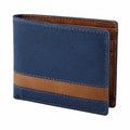 Portefeuille pliant 12 x 9.5 cm en matière synthétique bleu marine et marron rangement cartes