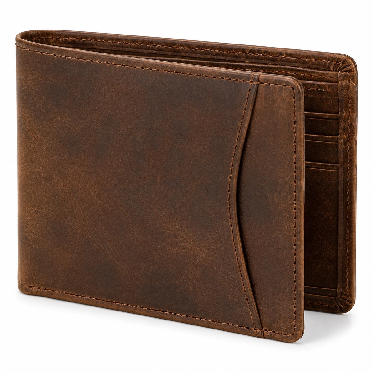 Portefeuille 12 x 9.5 x 2.5 cm cuir marron pliant à cartes