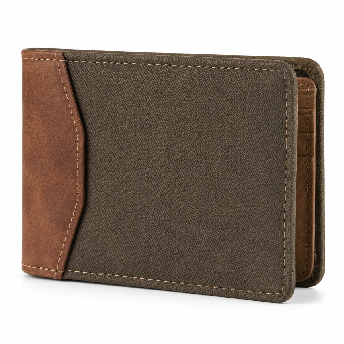 Portefeuille pliant 11 x 8 x 1.5 cm en matière synthétique brun foncé marron pour homme style classique