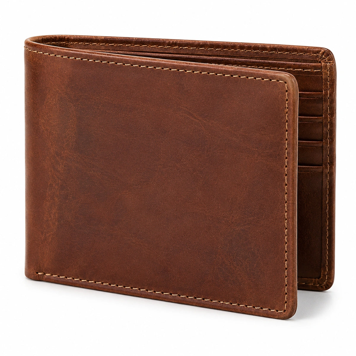 Portefeuille 11 x 9 x 2 cm en cuir marron pliant à cartes