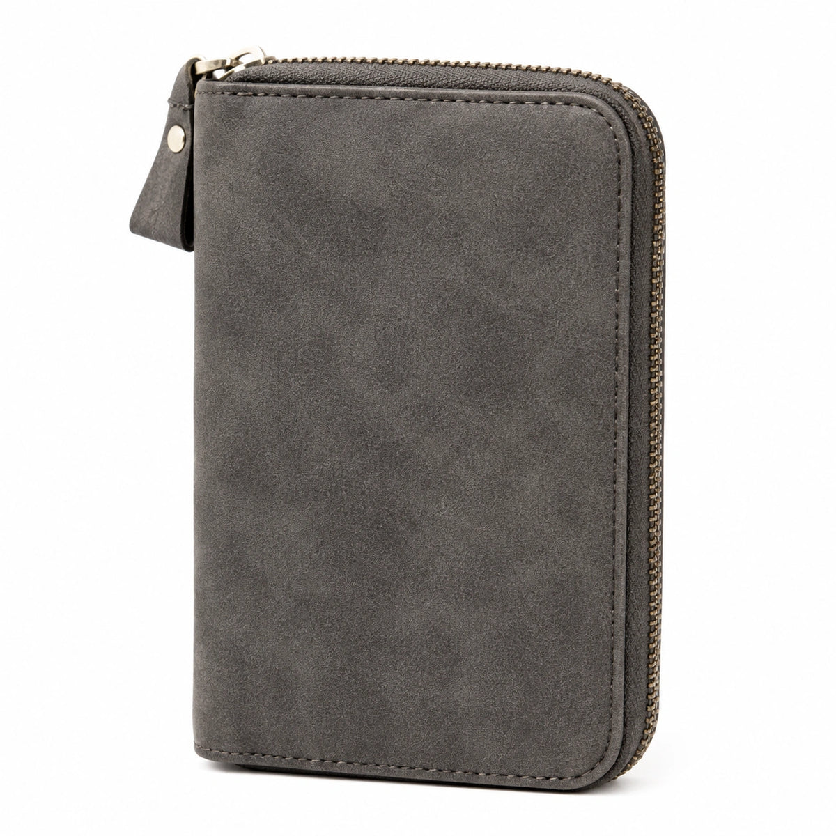 Portefeuille 11 x 8 x 2 cm en matière synthétique gris anthracite zippé compact