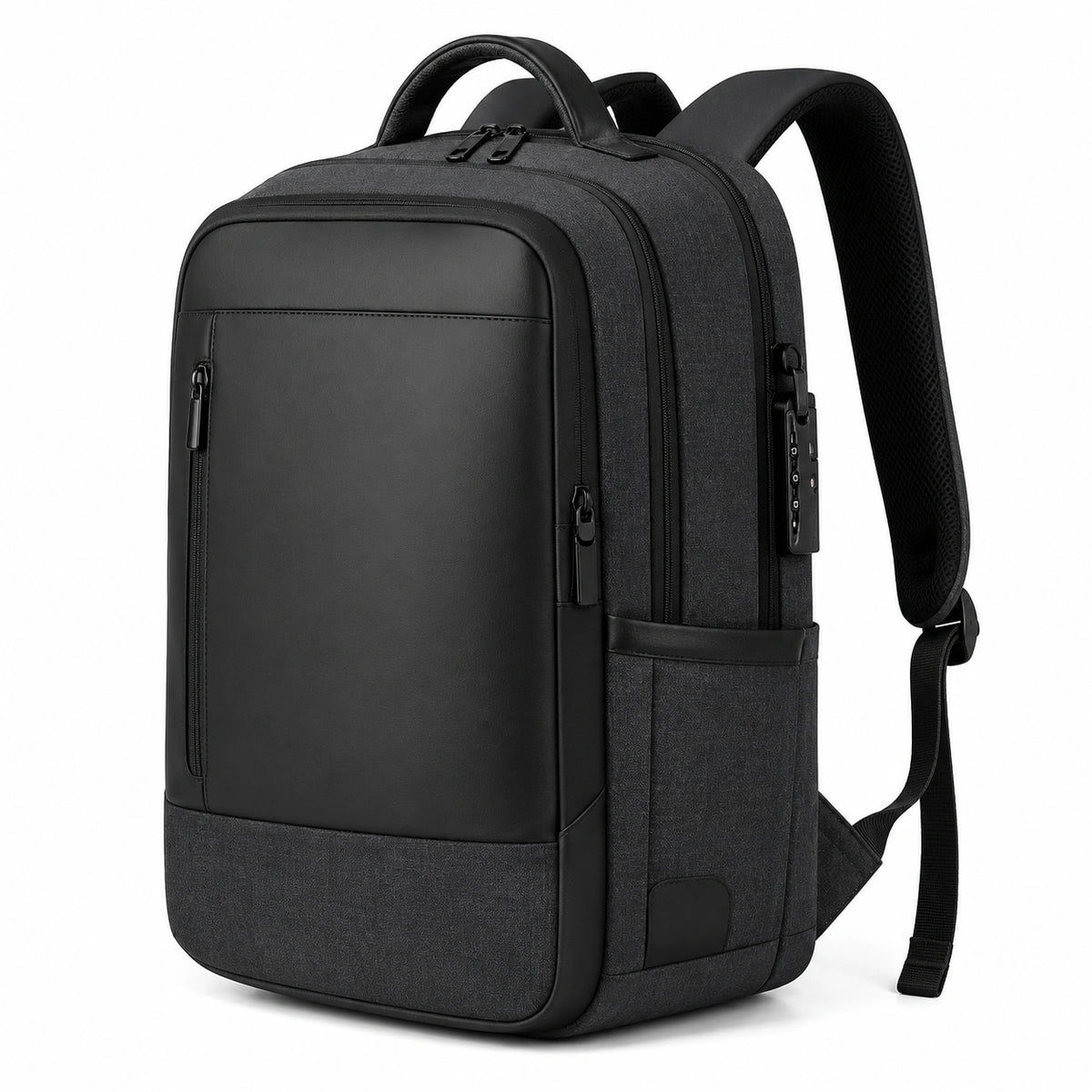 Sac à dos 32 x 18 x 47 cm noir en tissu synthétique pour ordinateur avec serrure à combinaison