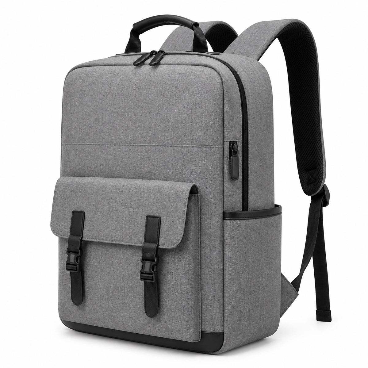 Sac à dos 30 x 15 x 42 cm en tissu synthétique gris pour ordinateur portable style urbain