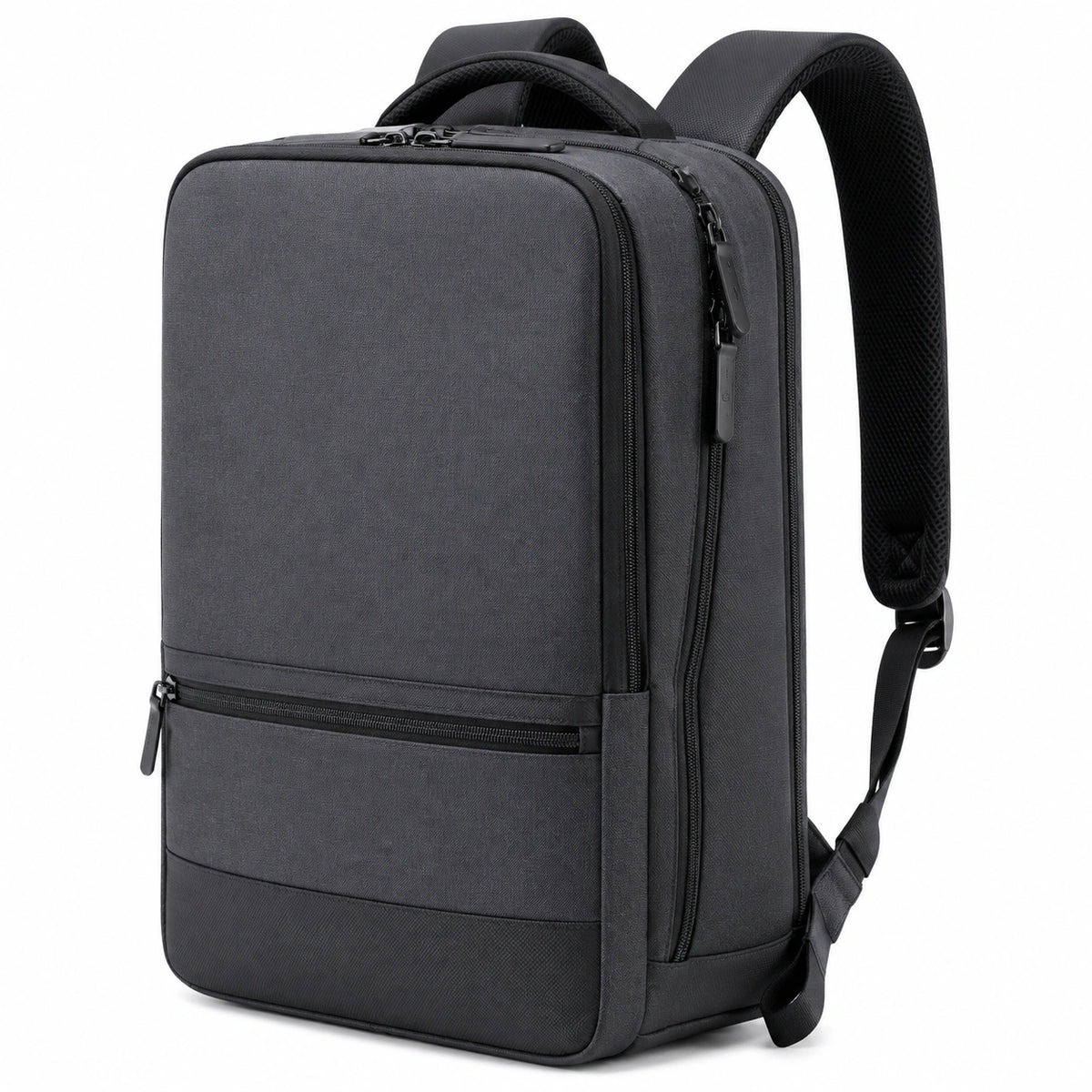 Sac à dos 30 x 18 x 45 cm en polyester noir avec compartiments zippés