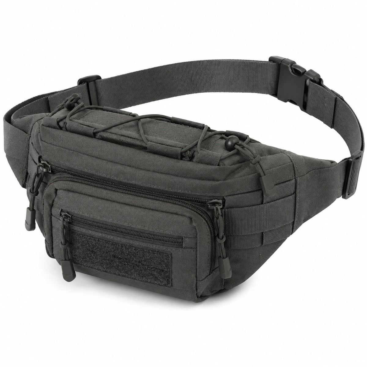 Sac banane 34 x 15 x 18 cm en polyester noir - rangement multi-poches tactique