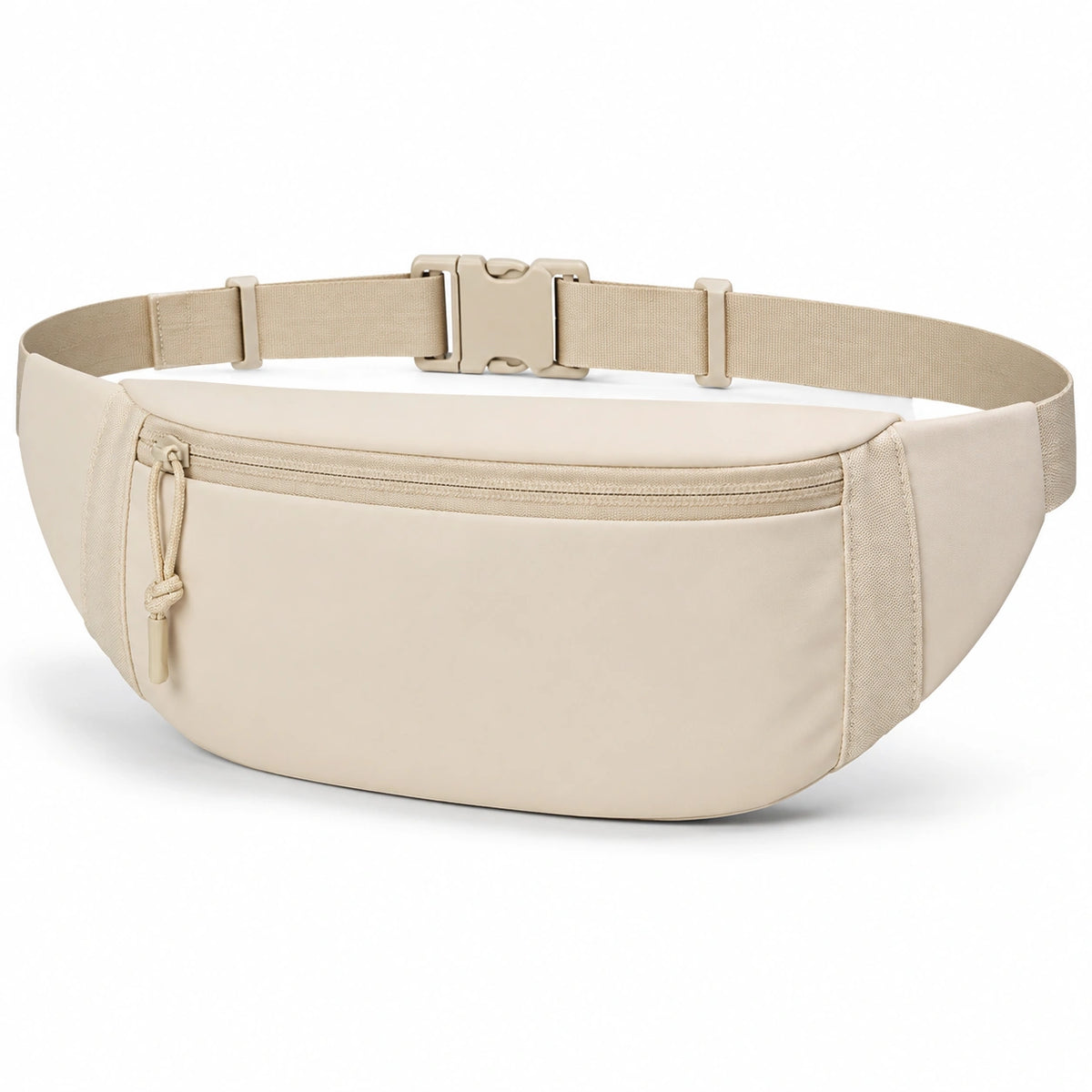Sac banane 30 cm en textile beige à ceinture réglable pour rangement quotidien
