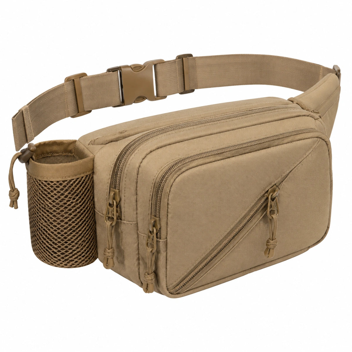Sac banane 30 x 15 x 17 cm en textile beige pour activités extérieures style utilitaire