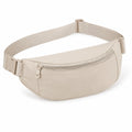 Sac banane taille réglable en textile beige avec fermeture zippée