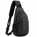 Sac à bandoulière 32 x 18 x 8 cm en textile synthétique noir pour transport urbain avec poches zippées