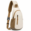 Sac à dos bandoulière 18 x 10 x 32 cm textile beige et marron à compartiments