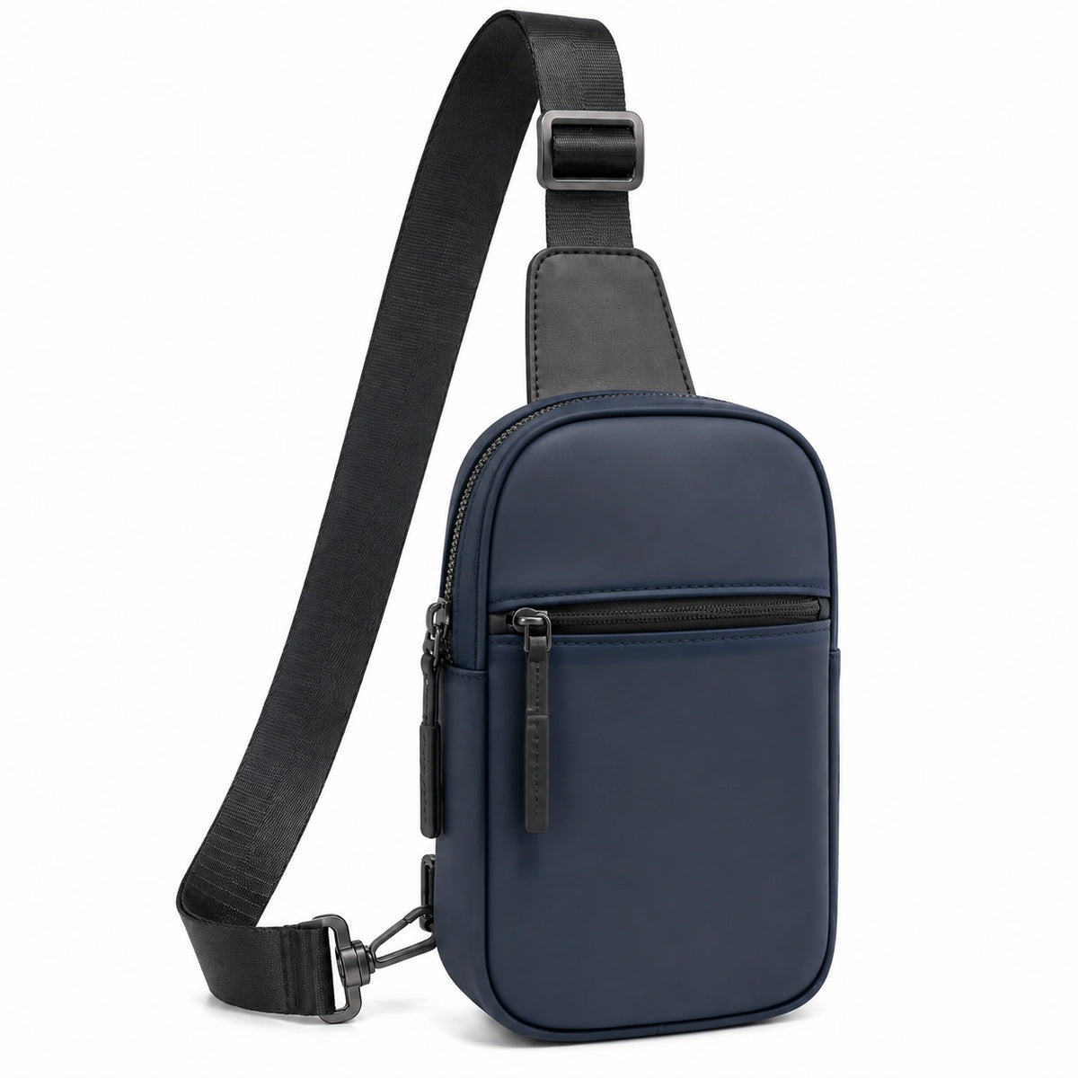 Sac bandoulière 18 x 7 x 30 cm synthétique bleu marine à fermeture zippée