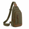 Sac bandoulière 18 x 8 x 32 cm en toile kaki style urbain à compartiments zippés