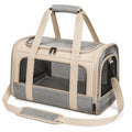 Sac de transport pour animaux 45 x 28 x 28 cm en textile beige et gris avec maille respirante