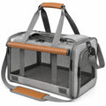 Sac de transport pour animal 45 x 28 x 30 cm gris en tissu avec maille pliable
