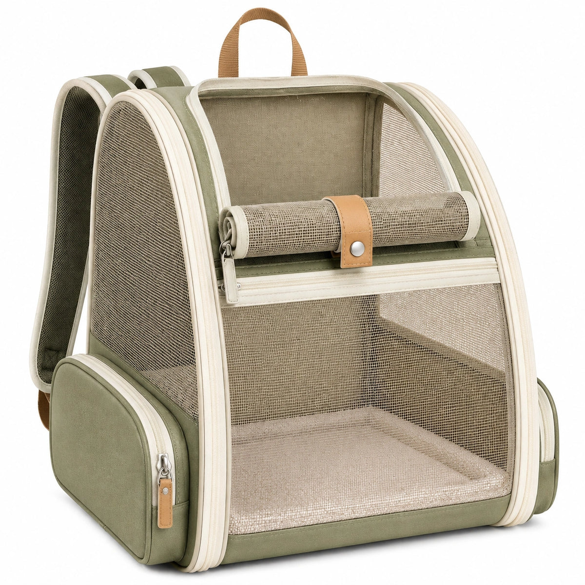 Sac à dos de transport pour animaux 42 x 30 x 40 cm vert en tissu avec maille respirante