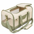 Sac de transport pour animal 45 x 28 x 30 cm en tissu beige vert avec aérations