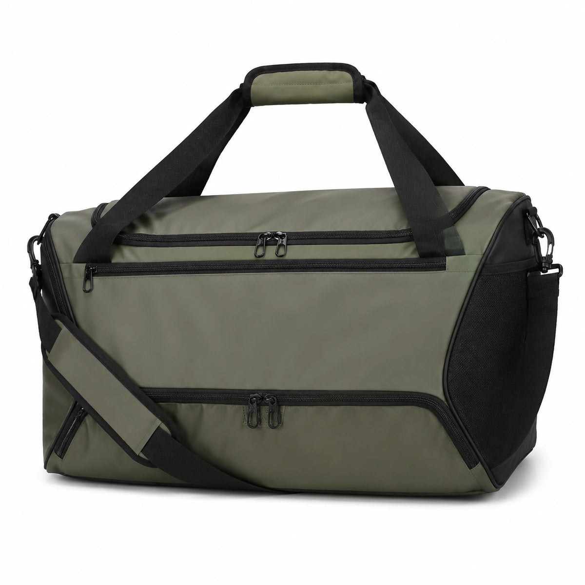 Sac de voyage 55 x 28 x 30 cm textile vert kaki noir à compartiments