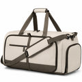 Sac de voyage 50 x 25 x 28 cm en tissu synthétique beige et marron à bandoulière réglable