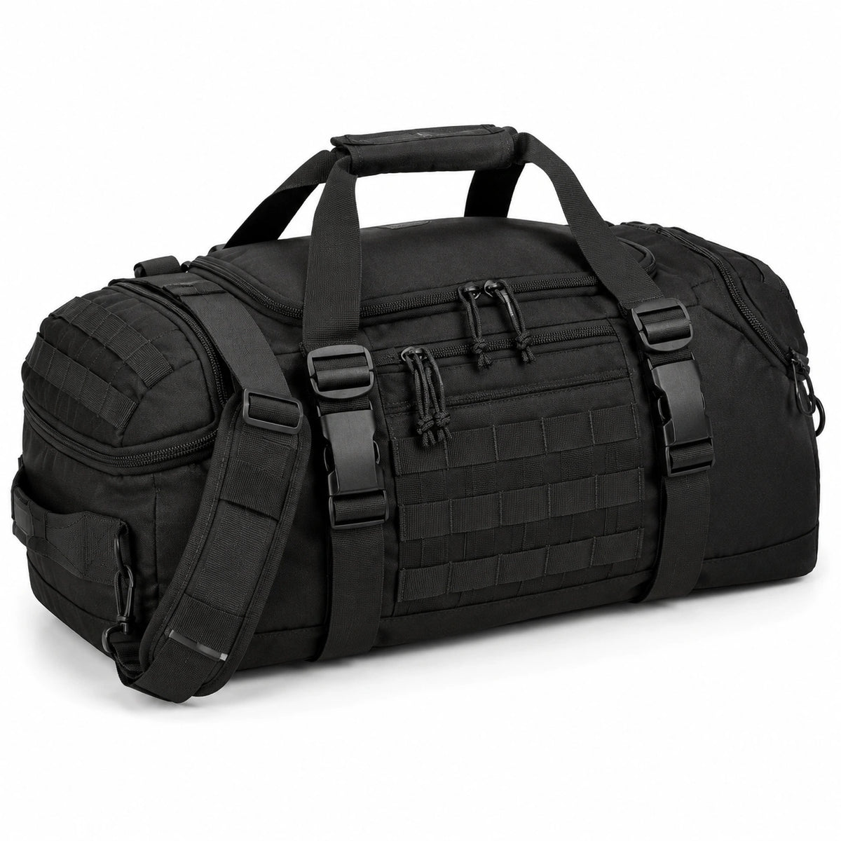 Sac de voyage 55 cm en polyester noir à compartiments multiples avec bandoulière réglable