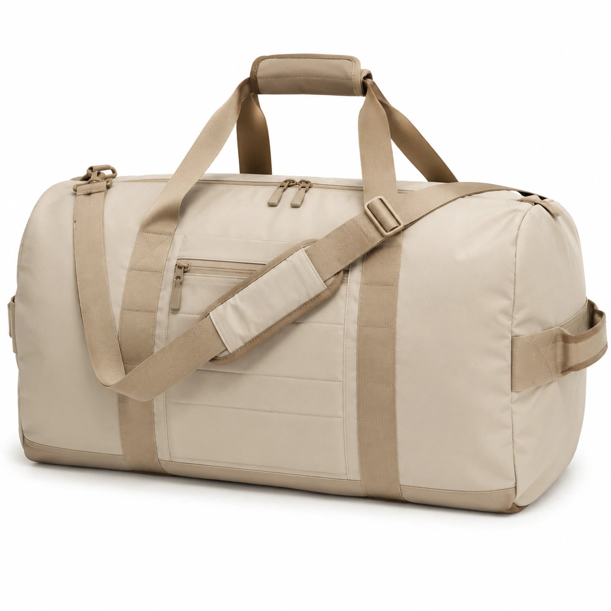 Sac de voyage 50 x 25 x 30 cm en textile synthétique beige avec bandoulière réglable style sport