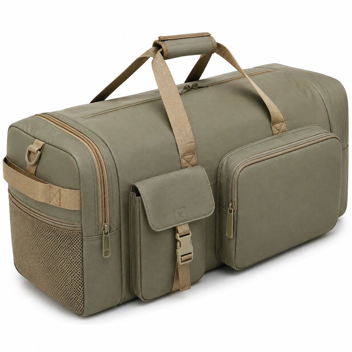 Sac de voyage 50 cm en polyester vert kaki à compartiments multiples