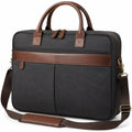 Sac ordinateur 40 x 30 x 8 cm en polyester noir et marron avec bandoulière réglable