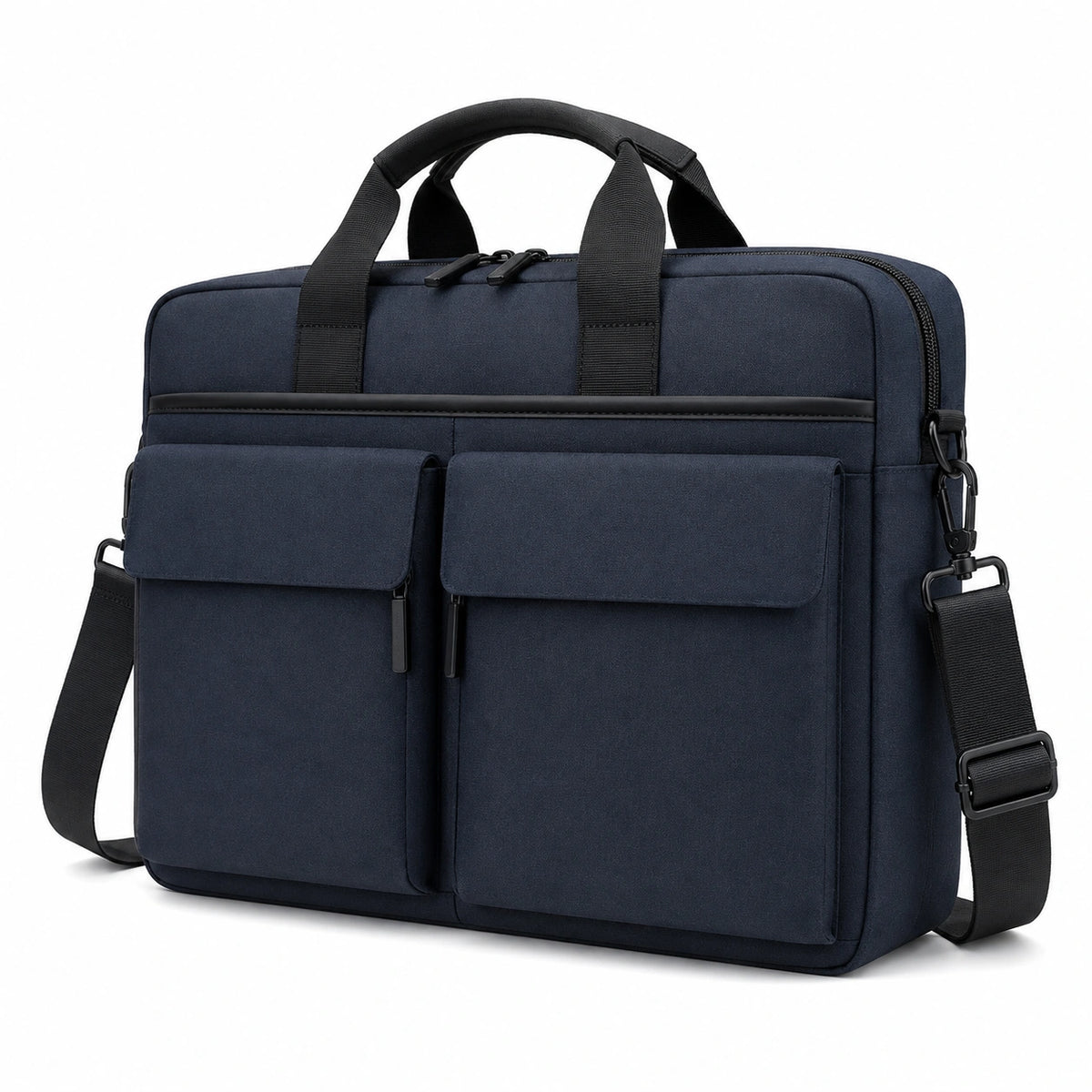 Sacoche pour ordinateur portable 42 cm bleu marine en textile avec bandoulière réglable