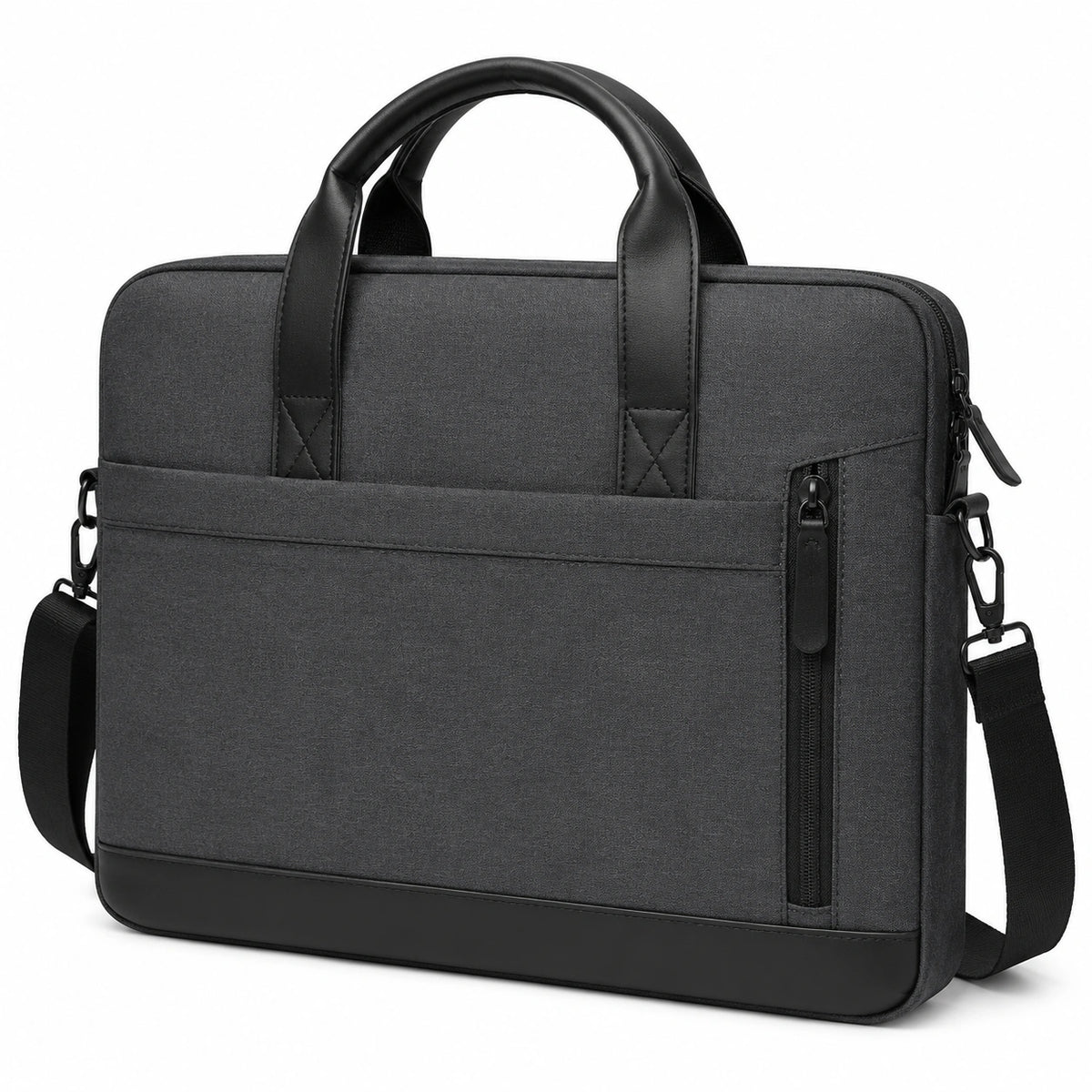 Sacoche pour ordinateur portable 40 x 30 x 8 cm en tissu synthétique gris foncé avec bandoulière